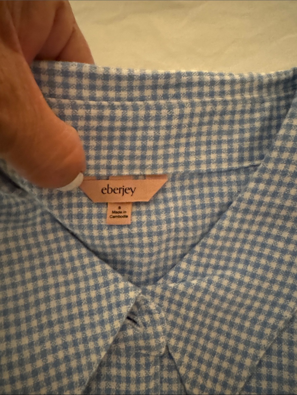 Eberjey Light Blue Gingham pijama set - Picture 3 of 10